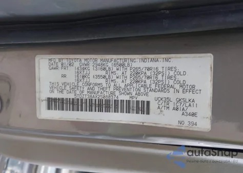 2002 Toyota Sequoia Limited V8 from USA, damaged, VIN 5TDZT38AX2S088374